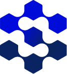 Skills IT symbol: four interlocking hexagons in two shades of blue