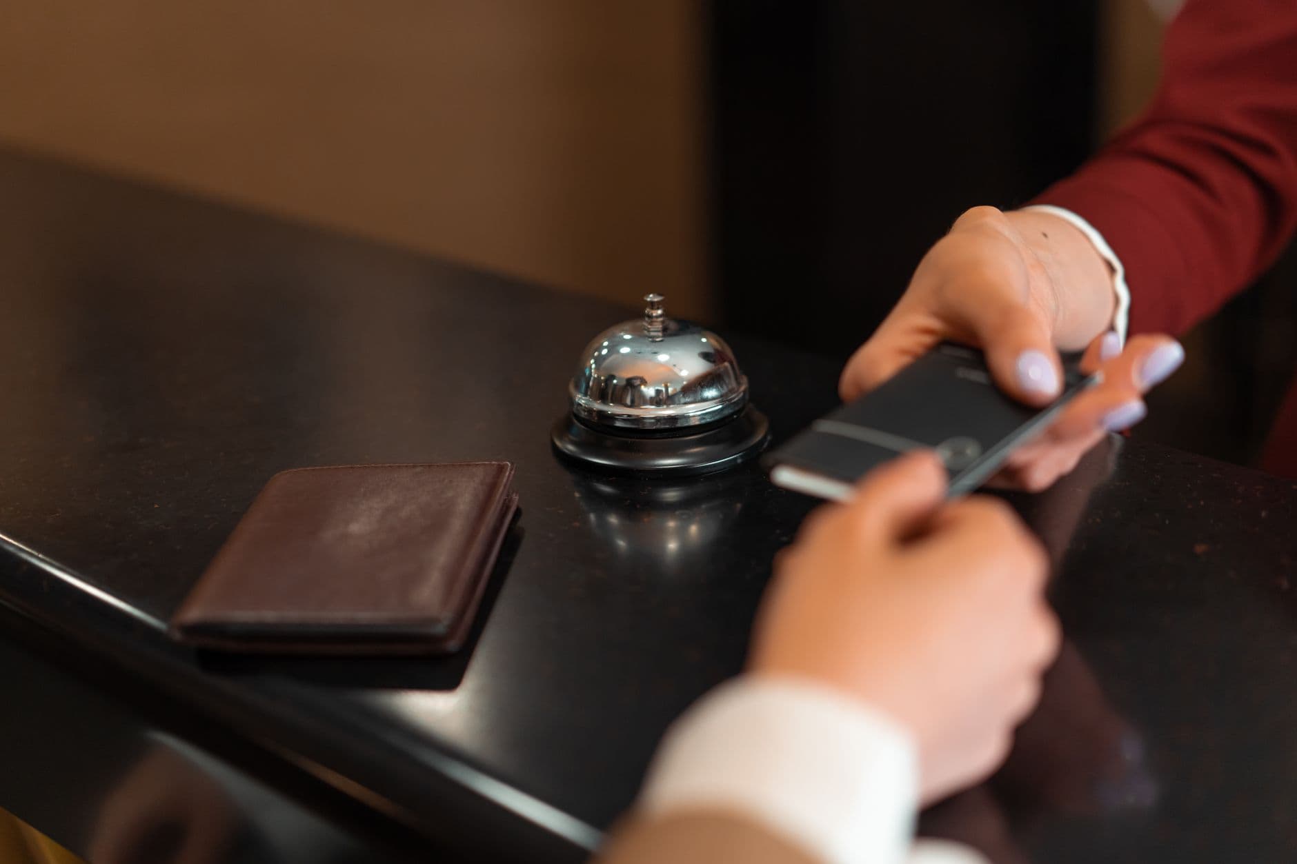 Hotel reception with a front desk