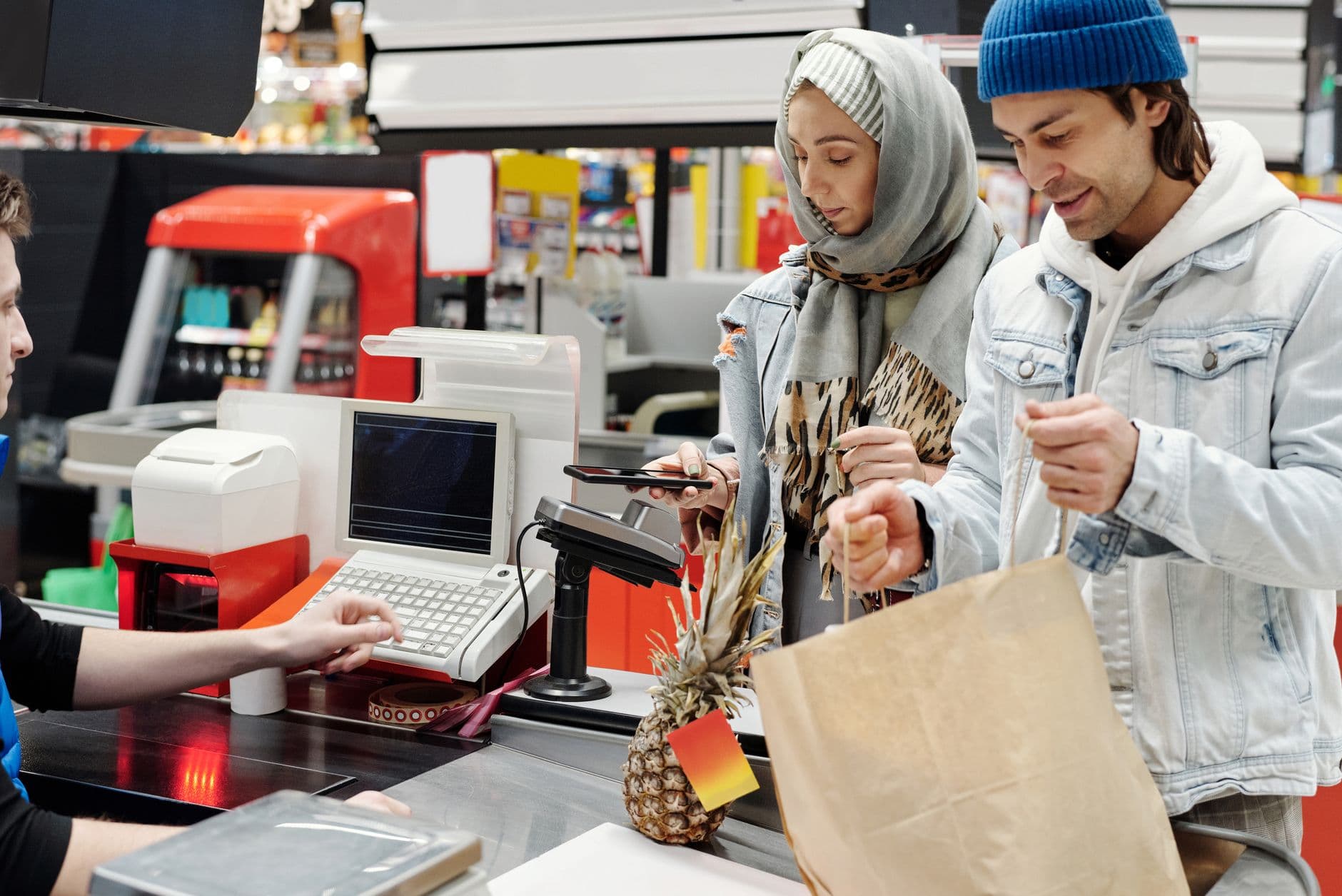 Checkout counter in a retail store