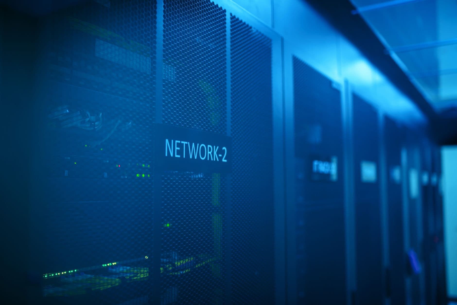 Network equipment racks in a data center